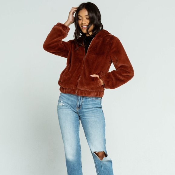 Full Tilt Faux Fur Hooded Bomber Jacket - Picture 12 of 12